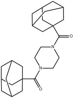 piperazine-1,4-diylbis(((3r,5r,7r)-adamantan-1-yl)methanone) Struktur