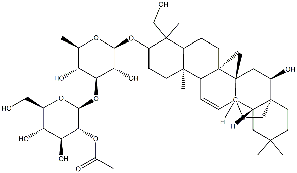 b-D-Galactopyranoside, (3b,4a,16b)-13,28-epoxy-16,23-dihydroxyolean-11-en-3-yl 3-O-(2-O-acetyl-b-D-glucopyranosyl)-6-deoxy- Struktur