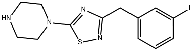 1-{3-[(3-fluorophenyl)methyl]-1,2,4-thiadiazol-5-yl}piperazine Struktur