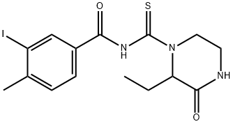 N-(2-ethyl-3-oxopiperazine-1-carbothioyl)-3-iodo-4-methylbenzamide Struktur