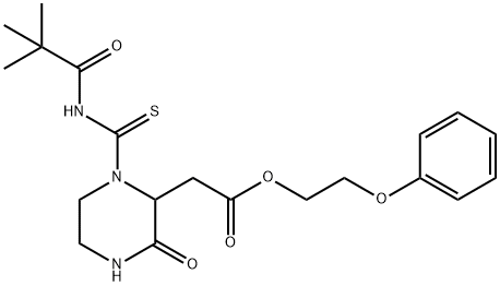 2-phenoxyethyl (1-{[(2,2-dimethylpropanoyl)amino]carbonothioyl}-3-oxo-2-piperazinyl)acetate Struktur