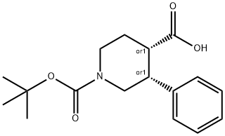 Cis-1-(Tert-Butoxycarbonyl)-3-Phenylpiperidine-4-Carboxylic Acid Struktur