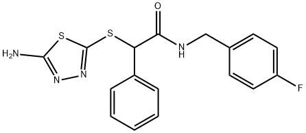 2-[(5-amino-1,3,4-thiadiazol-2-yl)sulfanyl]-N-[(4-fluorophenyl)methyl]-2-phenylacetamide Structure