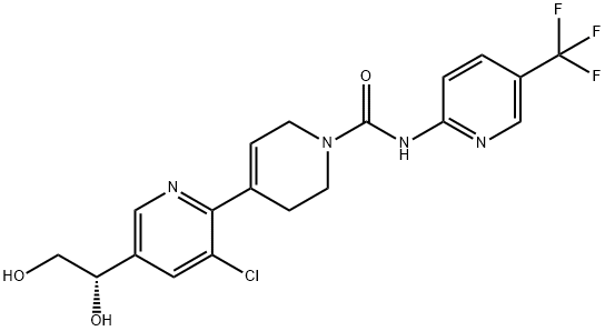 4-[3-chloro-5-[(1S)-1,2-dihydroxyethyl]pyridin-2-yl]-N-[5-(trifluoromethyl)pyridin-2-yl]-3,6-dihydro-2H-pyridine-1-carboxamide Struktur