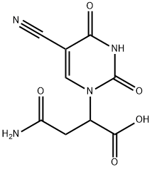 2-(5-Cyano-2,4-dioxo-3,4-dihydro-2H-pyrimidin-1-yl)-succinamic acid Struktur