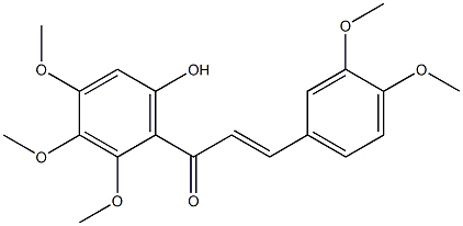 (E)-3-(3,4-dimethoxyphenyl)-1-(6-hydroxy-2,3,4-trimethoxyphenyl)prop-2-en-1-one Struktur