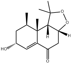 5H-Naphtho[2,1-c][1,2]dioxol-5-one,1,3a,4,7,8,9,9a,9b-octahydro-7-hydroxy-1,1,9,9a-tetramethyl-,(3aR,7R,9R,9aR,9bS)- Struktur