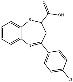 4-(4-chlorophenyl)-2,3-dihydro-1,5-benzothiazepine-2-carboxylic acid Struktur