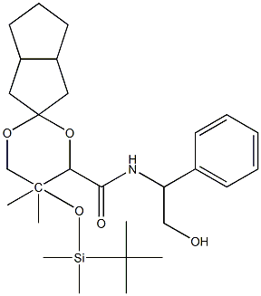 (3aS,4R,5R,6aR)-5-[[(1,1-Dimethylethyl)dimethylsilyl]oxy]hexahydro-N-[(1R)-2-hydroxy-1-phenylethyl]-5,5-dimethyl-spiro[1,3-dioxane-2,2(1H)-pentalene]-4-carboxamide Struktur