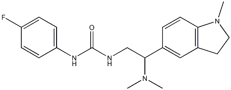 1-[2-(dimethylamino)-2-(1-methyl-2,3-dihydroindol-5-yl)ethyl]-3-(4-fluorophenyl)urea Struktur