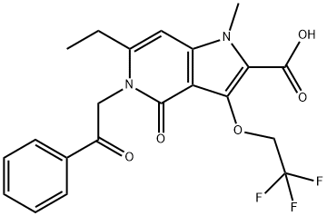 6-ETHYL-1-METHYL-4-OXO-5-(2-OXO-2-PHENYLETHYL)-3-(2,2,2-TRIFLUOROETHOXY)-4,5-DIHYDRO-1H-PYRROLO[3,2-C]PYRIDINE-2-CARBOXYLIC ACID Struktur