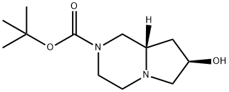 (7R,8aS)-tert-butyl 7-hydroxyhexahydropyrrolo[1,2-a]pyrazine-2(1H)-carboxylate Struktur