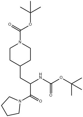 TERT-BUTYL 4-(2-((TERT-BUTOXYCARBONYL)AMINO)-3-OXO-3-(PYRROLIDIN-1-YL)PROPYL)PIPERIDINE-1-CARBOXYLATE Struktur