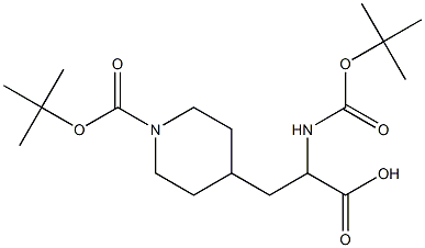 2-((tert-butoxycarbonyl)amino)-3-(1-(tert-butoxycarbonyl)piperidin-4-yl)propanoic acid Struktur