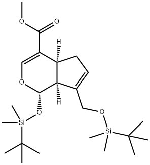 (1S,4AS,7AS)-METHYL 1-(TERT-BUTYLDIMETHYLSILYLOXY)-7-((TERT-BUTYLDIMETHYLSILYLOXY)METHYL)-1,4A,5,7A-TETRAHYDROCYCLOPENTA[C]PYRAN-4-CARBOXYLATE Struktur