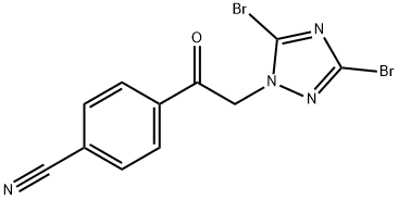 4-[2-(3,5-dibromo-1H-1,2,4-triazol-1-yl)acetyl]benzonitrile Struktur