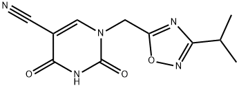 1-(3-Isopropyl-[1,2,4]oxadiazol-5-ylmethyl)-2,4-dioxo-1,2,3,4-tetrahydro-pyrimidine-5-carbonitrile Struktur