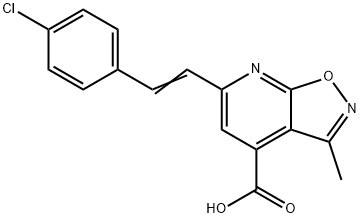 6-[2-(4-Chloro-phenyl)-vinyl]-3-methyl-isoxazolo[5,4-b]pyridine-4-carboxylic acid Struktur