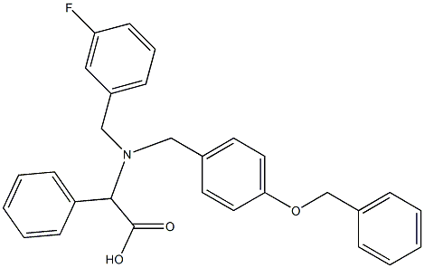 2-({[4-(benzyloxy)phenyl]methyl}[(3-fluorophenyl)methyl]amino)-2-phenylacetic acid Struktur