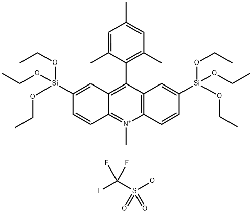 (s)-2-(diethoxy(methoxymethyl)silyl)-9-mesityl-10-methyl-7-(triethoxysilyl)acridin-10-ium trifluoromethanesulfonate Struktur