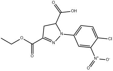 1-(4-chloro-3-nitrophenyl)-3-(ethoxycarbonyl)-4,5-dihydro-1H-pyrazole-5-carboxylic acid Struktur