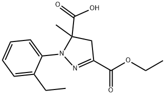 3-(ethoxycarbonyl)-1-(2-ethylphenyl)-5-methyl-4,5-dihydro-1H-pyrazole-5-carboxylic acid Struktur