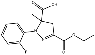 3-(ethoxycarbonyl)-1-(2-fluorophenyl)-5-methyl-4,5-dihydro-1H-pyrazole-5-carboxylic acid Struktur