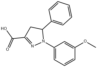 1-(3-methoxyphenyl)-5-phenyl-4,5-dihydro-1H-pyrazole-3-carboxylic acid Struktur