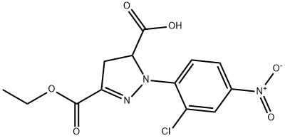 1-(2-chloro-4-nitrophenyl)-3-(ethoxycarbonyl)-4,5-dihydro-1H-pyrazole-5-carboxylic acid Struktur