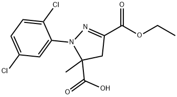 1-(2,5-dichlorophenyl)-3-(ethoxycarbonyl)-5-methyl-4,5-dihydro-1H-pyrazole-5-carboxylic acid Struktur