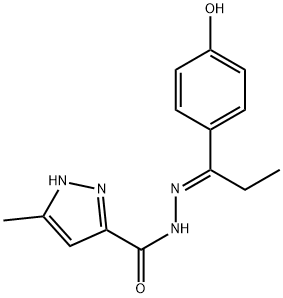 N'-[1-(4-hydroxyphenyl)propylidene]-3-methyl-1H-pyrazole-5-carbohydrazide Struktur