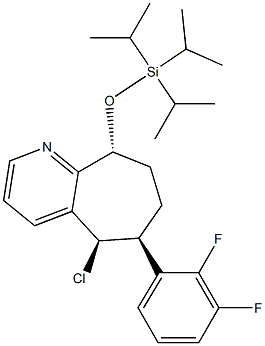 [(5R,6S,9R)-5-chloro-6-(2,3-difluorophenyl)-6,7,8,9-tetrahydro-5H-cyclohepta[b]pyridin-9-yl]oxy-tri(propan-2-yl)silane Struktur