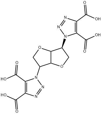 1-[(6S)-6-(4,5-dicarboxy-1H-1,2,3-triazol-1-yl)-hexahydrofuro[3,2-b]furan-3-yl]-1H-1,2,3-triazole-4,5-dicarboxylic acid Struktur