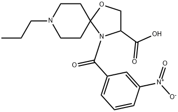 4-(3-nitrobenzoyl)-8-propyl-1-oxa-4,8-diazaspiro[4.5]decane-3-carboxylic acid Struktur