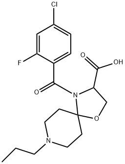 4-(4-chloro-2-fluorobenzoyl)-8-propyl-1-oxa-4,8-diazaspiro[4.5]decane-3-carboxylic acid Struktur