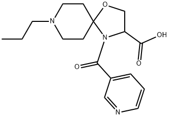 8-propyl-4-(pyridine-3-carbonyl)-1-oxa-4,8-diazaspiro[4.5]decane-3-carboxylic acid Struktur