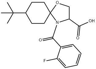 8-tert-butyl-4-(2-fluorobenzoyl)-1-oxa-4-azaspiro[4.5]decane-3-carboxylic acid Struktur