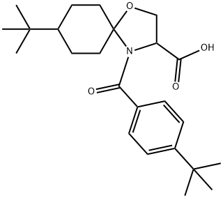 8-tert-butyl-4-(4-tert-butylbenzoyl)-1-oxa-4-azaspiro[4.5]decane-3-carboxylic acid Struktur