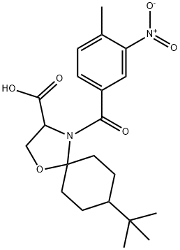 8-tert-butyl-4-(4-methyl-3-nitrobenzoyl)-1-oxa-4-azaspiro[4.5]decane-3-carboxylic acid Struktur