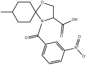 8-methyl-4-(3-nitrobenzoyl)-1-oxa-4-azaspiro[4.5]decane-3-carboxylic acid Struktur