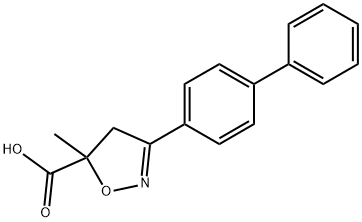 3-{[1,1-biphenyl]-4-yl}-5-methyl-4,5-dihydro-1,2-oxazole-5-carboxylic acid Struktur