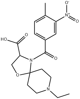 8-ethyl-4-(4-methyl-3-nitrobenzoyl)-1-oxa-4,8-diazaspiro[4.5]decane-3-carboxylic acid Struktur