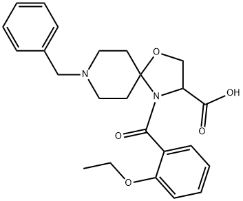 8-benzyl-4-(2-ethoxybenzoyl)-1-oxa-4,8-diazaspiro[4.5]decane-3-carboxylic acid Struktur