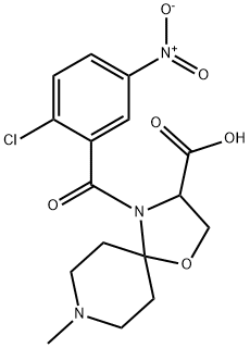 4-(2-chloro-5-nitrobenzoyl)-8-methyl-1-oxa-4,8-diazaspiro[4.5]decane-3-carboxylic acid Struktur