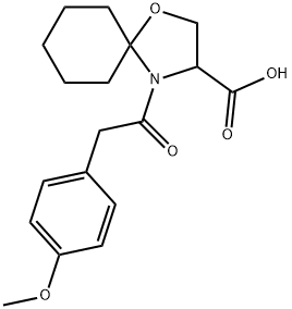 4-[2-(4-methoxyphenyl)acetyl]-1-oxa-4-azaspiro[4.5]decane-3-carboxylic acid Struktur