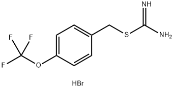 ({[4-(trifluoromethoxy)phenyl]methyl}sulfanyl)methanimidamide hydrobromide Struktur