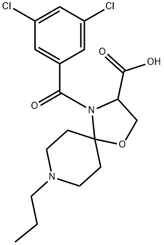 4-(3,5-dichlorobenzoyl)-8-propyl-1-oxa-4,8-diazaspiro[4.5]decane-3-carboxylic acid Struktur