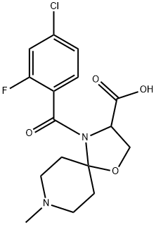 4-(4-chloro-2-fluorobenzoyl)-8-methyl-1-oxa-4,8-diazaspiro[4.5]decane-3-carboxylic acid Struktur