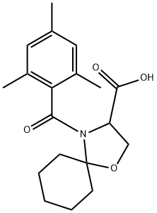 4-(2,4,6-trimethylbenzoyl)-1-oxa-4-azaspiro[4.5]decane-3-carboxylic acid Struktur