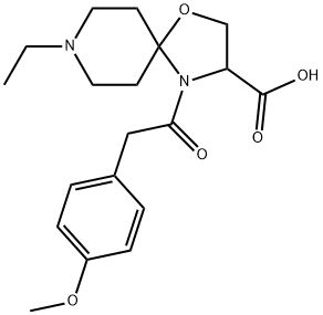 8-ethyl-4-[2-(4-methoxyphenyl)acetyl]-1-oxa-4,8-diazaspiro[4.5]decane-3-carboxylic acid Struktur